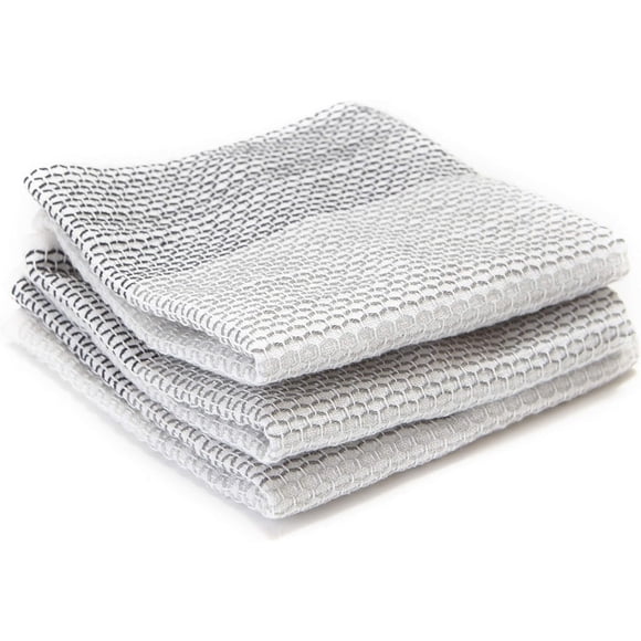 Paños de cocina Full Circle Tidy, 100% algodón orgánico, paquete de 3, color gris