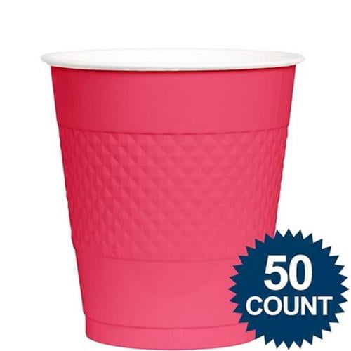 Amscan Big Party Pack 50 Count Plastic Cups New Pink 12-Ounce