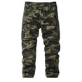 thumbnail image 3 of Havenx Men's Cargo Pants Camouflage Straight Leg Cargo Pants with Multi Pockets Long Solid Trousers Camo Casual Work Military Outdoor Clothing,Deep Green XL, 3 of 6