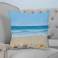 thumbnail image 4 of Summer Beach 16x16 Pillow Covers Set of 2, Coastal Ocean Waves Starfish Shell Throw Pillow Covers Decorative Couch Cushion Case, Microfiber Square Pillowcases for Bedroom Car Living Room, 4 of 7
