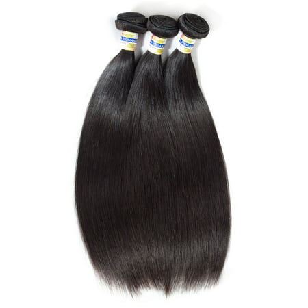 YYONG 3 Bundles Peruvian Unprocessed Virgin Hair Extensions Peruvian Straight 100% Human Hair Weave, (Best Peruvian Hair Weave)
