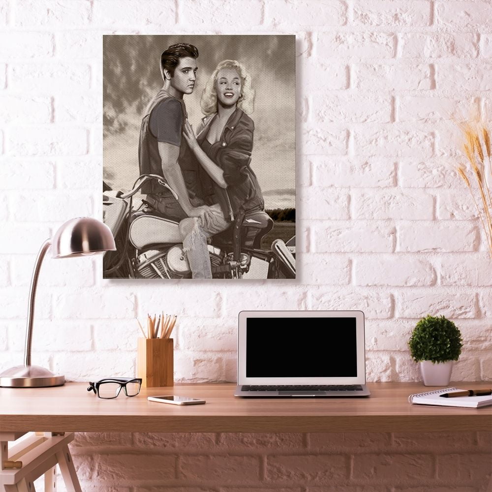 Stupell Industries Motorcycle Ride Vintage Hollywood Movie Star Classic Illustration Canvas Wall Art by Jadei Graphics