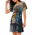 thumbnail image 2 of Rateoe Whimsical Goat Artist Print Women’s Nightdress – Cozy Cotton Short-sleeved Sleep Shirt, Loose-Fit Sleepwear, Perfect for Relaxing and Sleeping, 2 of 6