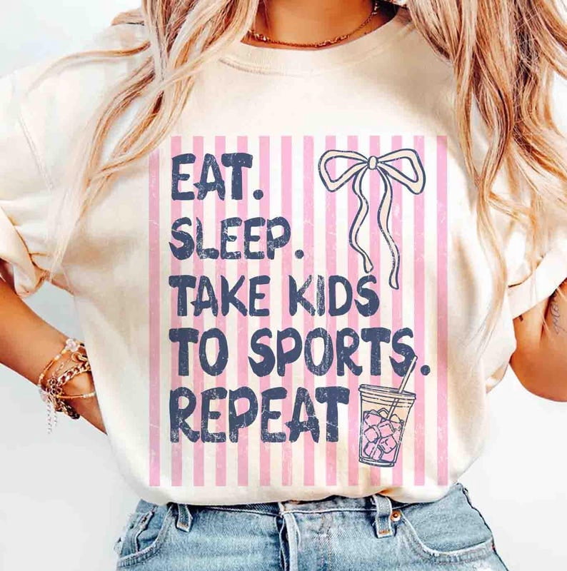 Eat Sleep Take Kids to Sports Repeat Shirt, Baseball Mom Tee, Game Day Sports Mom T-Shirt