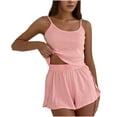 thumbnail image 2 of Bovxnpu Summer Casual Outfits For Women, 2 Piece Lounge Sets, Women's Fashionable Solid Color Round Neck Loose Sleeveless Camisole Top Casual Shorts Set M, 2 of 7
