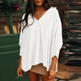 thumbnail image 5 of bnaln Womens Tops Dressy Casual Blouses V Neck 3/4 Sleeve Spring Shirts Summer T-Shirts Elegant Tunic Tops Business Work Blouse Loose Pullover Blouses Basic Tees Y2K Going Out Tops, 5 of 8