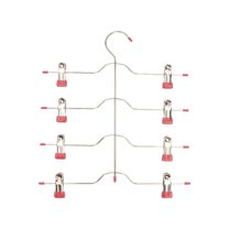 Pants Skirt Hangers with Clips, 1 Pack Pant Hangers Skirt Hangers Space Saving Closet Hanger Organizer Closet Organizers and Storage (Red) 13x14.96"