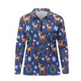 thumbnail image 4 of Yuyamidu Christmas Women's Golf Shirts Deer Wreaths Zipper V-Neck Long Sleeve Golf Tennis Shirts Hiking Athletic Workout Yoga Tops Size M, Blue, 4 of 8