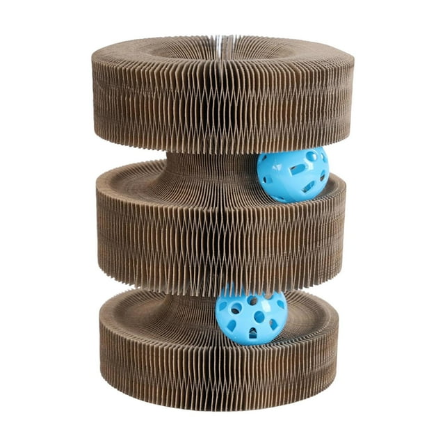 Adorable Kitty Curls Cat Scratcher Interactive & Foldable Cardboard Toy With Ideal For Indoor From Pet Shop Dog Travel Dog Stocking with Big Dogs Puppy Small Dogs Girl Extra Tough Chew for Dogs