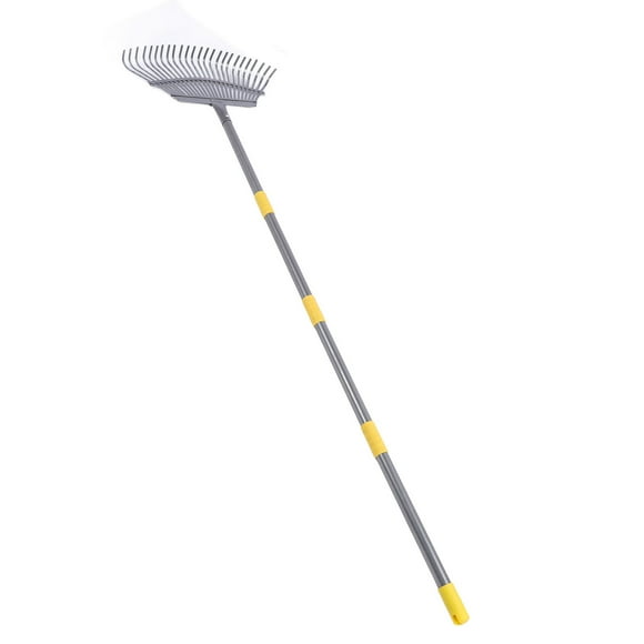 Rake Garden Rake Wide Leaf Rake for Shrub with 25 Tines Yard Thatching Rake with Adjustable Handle for Picking Leaves Grass Clippings Garbage