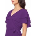 thumbnail image 4 of eloria Women's Georgette Ankle Length V Neck Short Sleeve Waist Tie Long Dress, Color : Violet | Size : XXL, 4 of 5