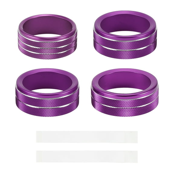 Unique Bargains 4 Pcs Air Conditioner Audio Headlight Control Switch Knob Cover Ring for Jeep Wrangler JL JLU 2018-2024 Air Conditioning Button Cover Trim Purple