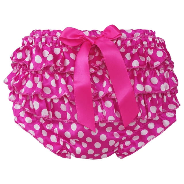 Jowowha Newborn Baby Girl Christmas Ruffle Bloomer Shorts Polka Dots Elastic Waistband Diaper Cover Briefs Hot Pink&White S/59