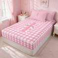 thumbnail image 3 of Erosebridal Fancy Satin Bow Ribbon Zipper Full Size Comforter Sets with Fitted Sheet and 2 Pillowcases, Romantic Floral Print Zipper Bedding Set for Girls, Pink Reversible, 3 of 7
