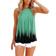thumbnail image 4 of Mujeres Casual sin mangas Halter llama estampado tanque verano plisado camisas sueltas playa blusa Tops Pompotops lopia987529, 4 of 7