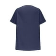 thumbnail image 6 of New summer arrivals Olyvenn Linen Shirts for Women Summer Vintage Plain T Shirt Beach Vacation Boho Tops Trendy Vneck Tees Casual Loose Fit Tshirt Navy L, 6 of 6