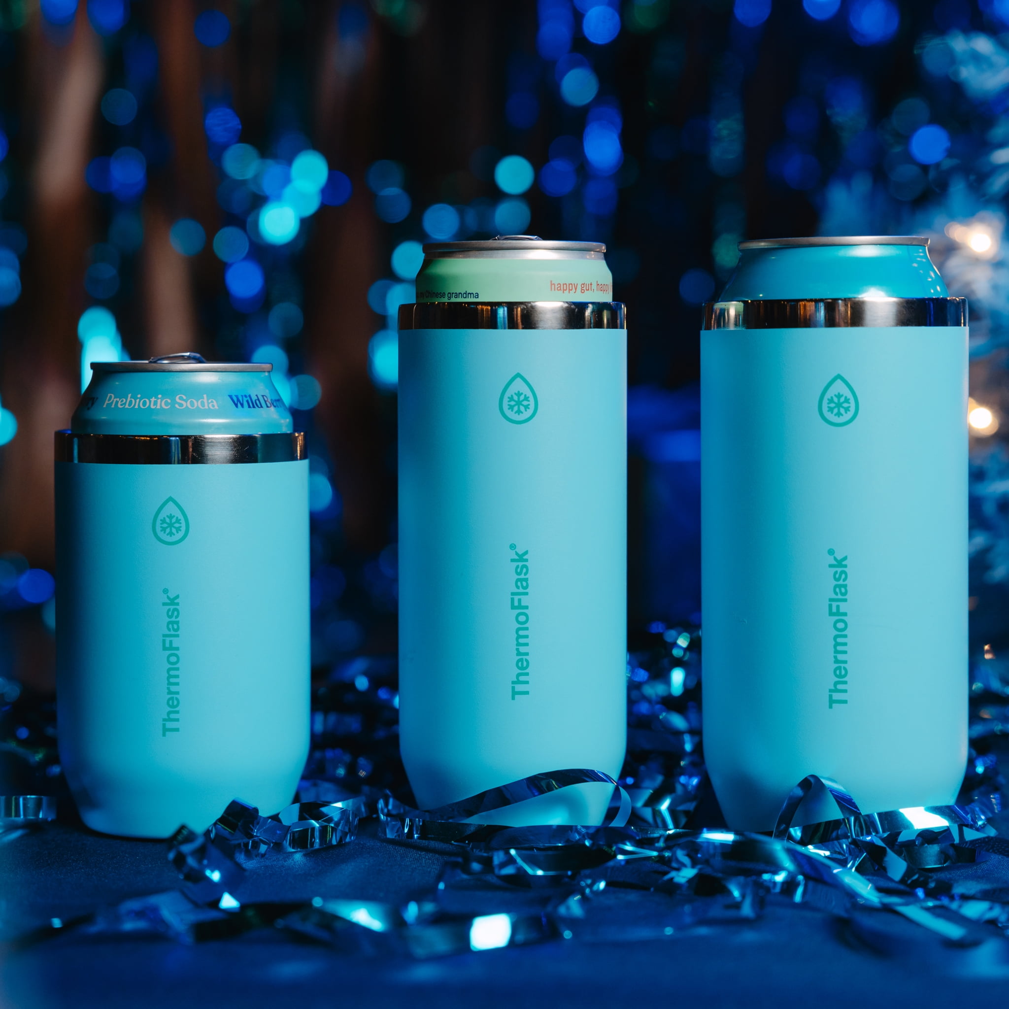 ThermoFlask 16 oz Tall Size 2-In-1 Insulated Can Cooler and Cup, Durable Stainless Steel, Non-Slip Base, Dishwasher Safe, Beverage Container, Vivid Blue