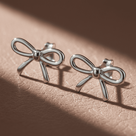 SilverCloseOut Sterling Silver Dainty Bow Stud Earrings for Women & Teens, Silver Stud Earring, Push-Back Closure