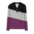 thumbnail image 4 of UPPADA Womens Fall Long Sleeve Tops Button Down Henley V Neck Shirts Dressy Casual Fall Striped Blouses for Women Business Outfits Fall Purple,M, 4 of 5
