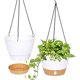 thumbnail image 1 of Juego de 2 macetas colgantes (blancas), 25,4 cm de diámetro para interior y exterior, maceta colgante con orificio de drenaje y 3 ganchos para jardín y hogar, 1 of 5