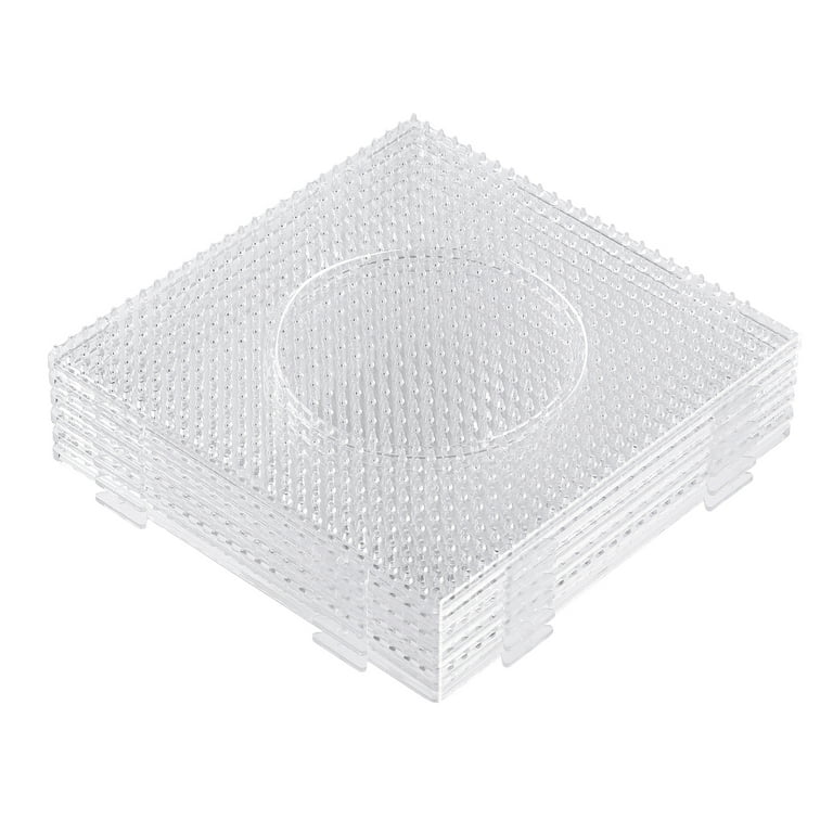 4 Pcs 5mm Fuse Beads Boards,Large Square Clear Plastic Pegboards