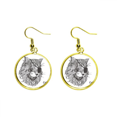 thumbnail image 1 of La pintura de un ojo de gato Ear Dangle Golden Drop Earring Jewelry Mujer Unbranded M, 1 of 3