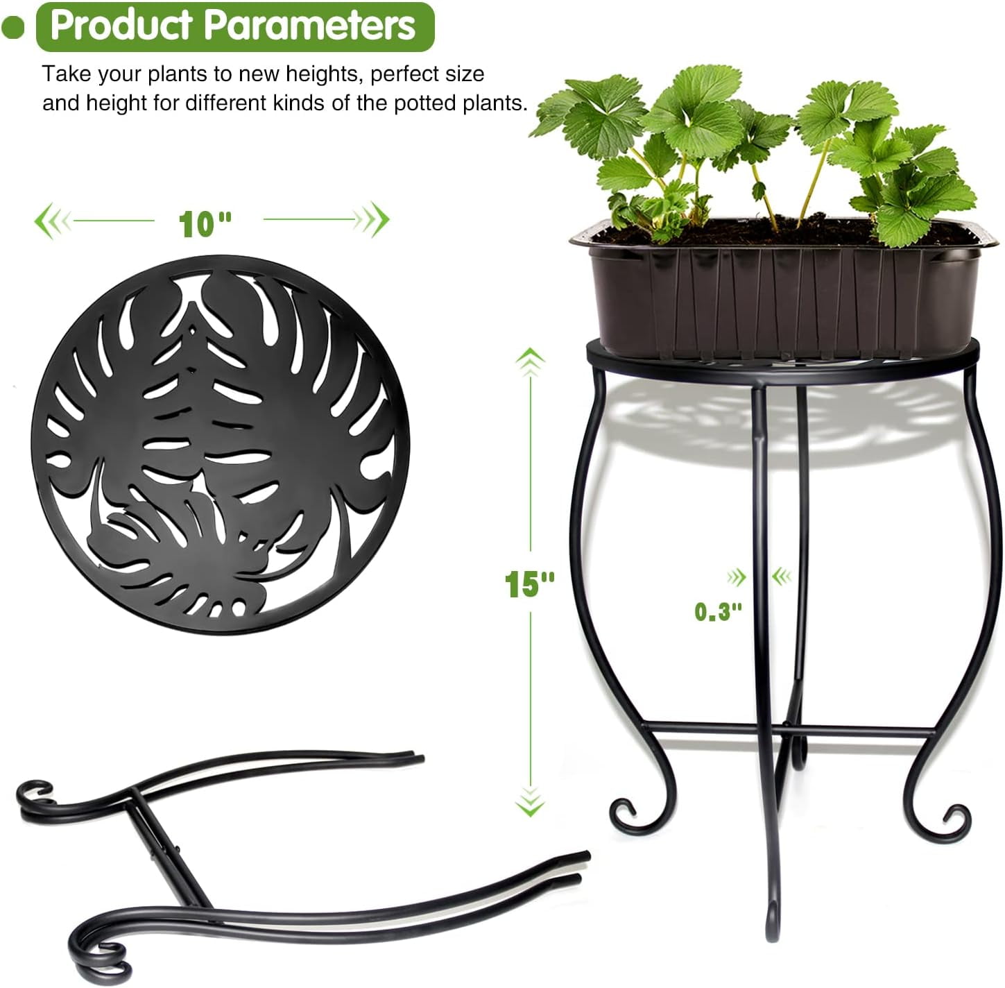 Outdoor Side Tables for Small Spaces, 2 Pack 10 Inch Round Metal End Table Weather Resistant Metal Patio Side Table for Patio Yard Porch Balcony Garden Bedside, Plant Stand for Indoor Outdoor
