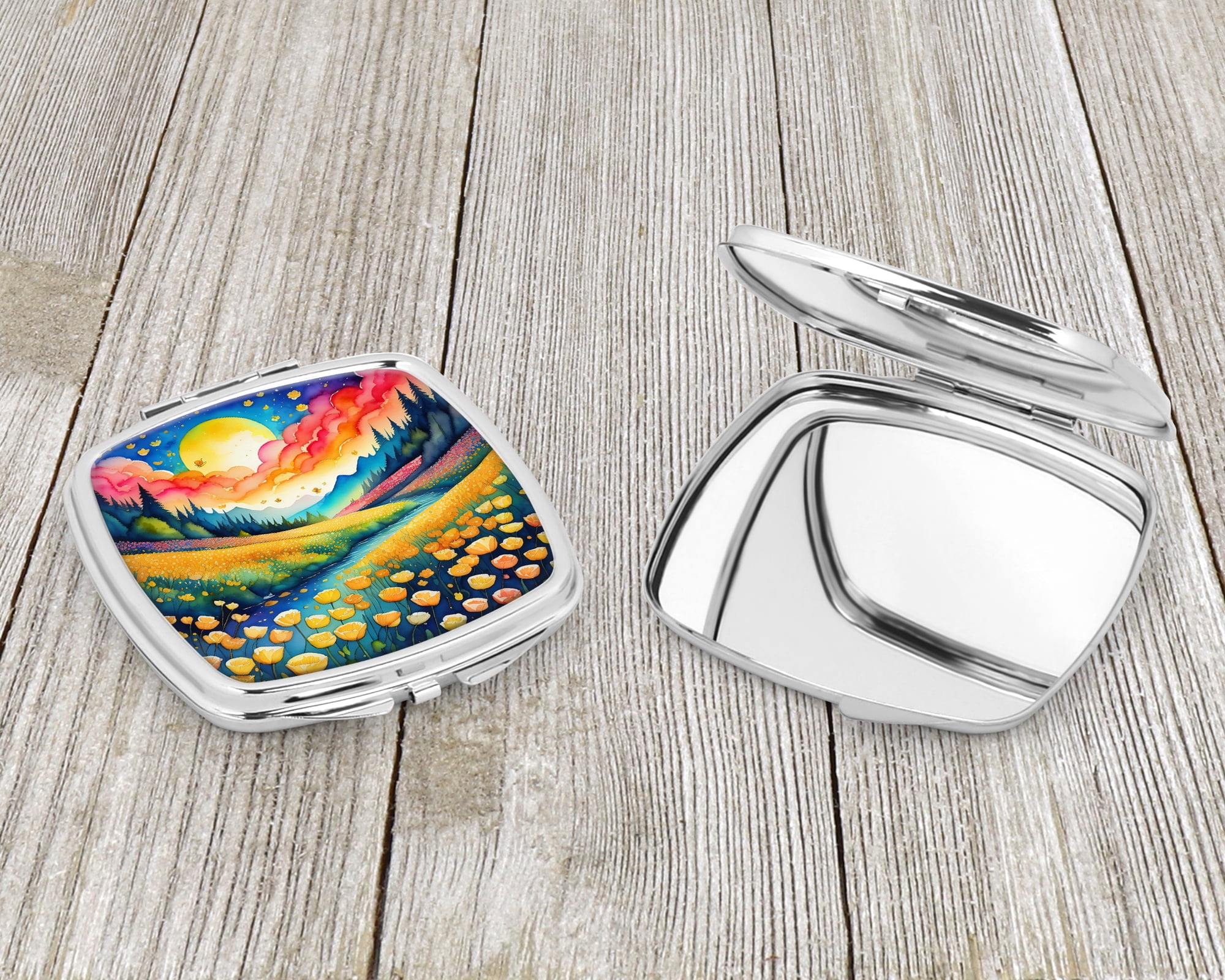 Colorful Buttercups Compact Mirror 2.75 in x 3 in