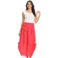 thumbnail image 5 of Sakkas Coco Long Cotton Ruffle Skirt with Pockets and Elastic Waistband - Coral - One Size Regular, 5 of 5