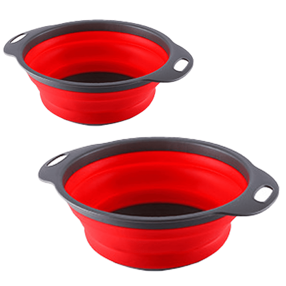 Colador Plegable De Silicona | 21.5 Cm De Diámetro, Color Rojo | Ideal Para Escurrir Pasta, Verduras Y Legumbres | Ahorra Espacio En La Cocina