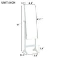 thumbnail image 6 of LED Jewelry Cabinet Lockable Free Standing Jewelry Armoire with Long Mirror Makeup Tray Large Drawer Base, White, 6 of 7