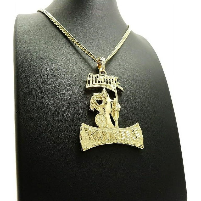 アクセサリー AFB x HYPNOTIZE CUBE CHAIN NECKLACE ICED HIP HOP GOLD PLATED HYPNOTIZE MINDS PENDANT & 4mm 24