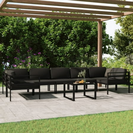 vidaXL 8 Piece Patio Lounge Set with Cushions Aluminum Anthracite, 3107812
