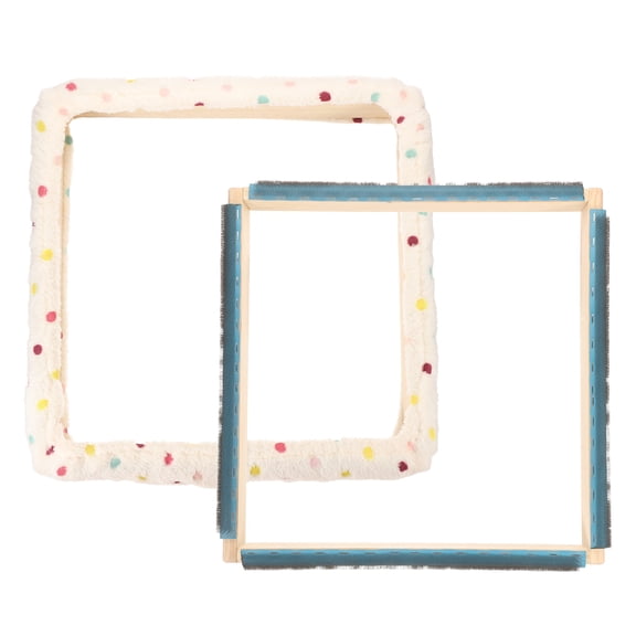 Uxcell 15.7" x 15.7" Punch Needle Frame, Beech Wood Square Rug Hooking Frame, White