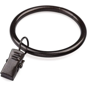 Set of 14 Curtain Rings with Clips - Interior Diameter 1.75inch - Fits Up to 1 1/2 Inch Rod - Oil Rubbed Bronze