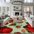 thumbnail image 3 of Large Area Rugs for Living Room Bedroom, Sage Green Strawberry 8'x10' Rug Washable Carpet Runner Indoor Outdoor, Spring Floral Watercolor Summer Botanical Non Slip Floor Mats Rug for Kitchen, Patio, 3 of 8