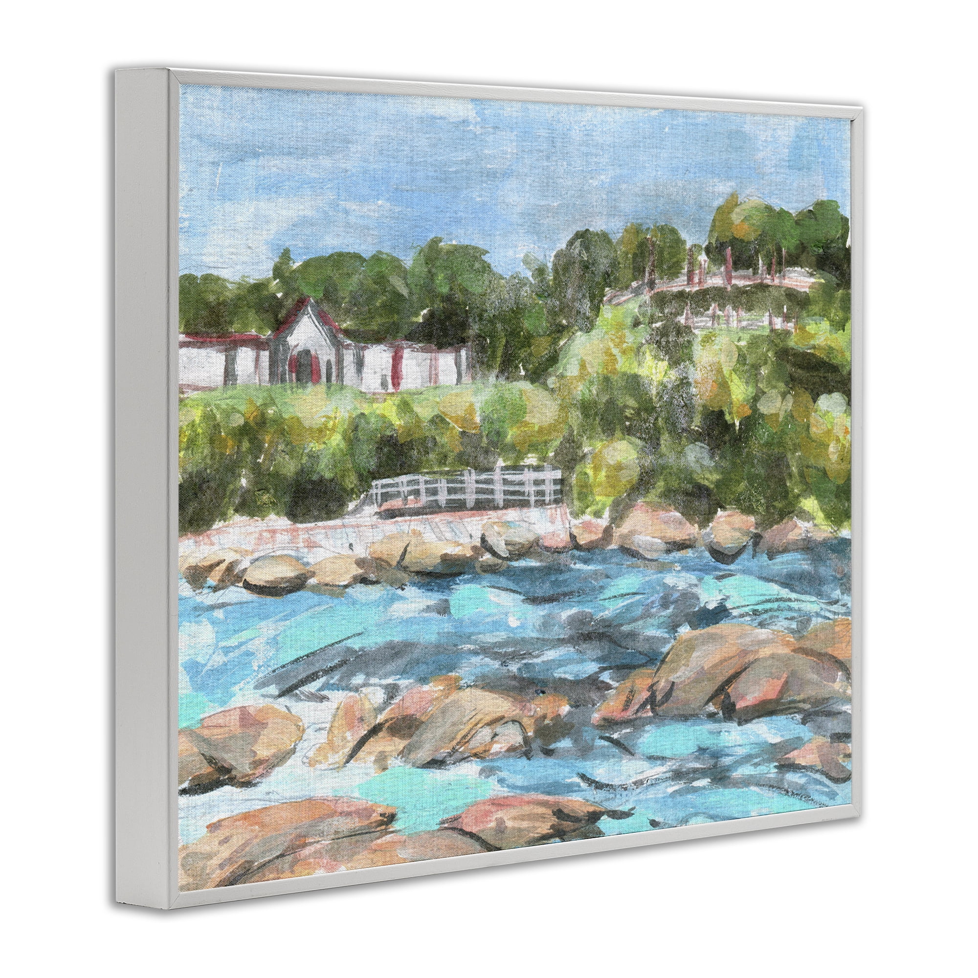 Stupell Industries Rocky Nautical Landscape Landscape Painting White Framed Art Print Wall Art, 14 x 11