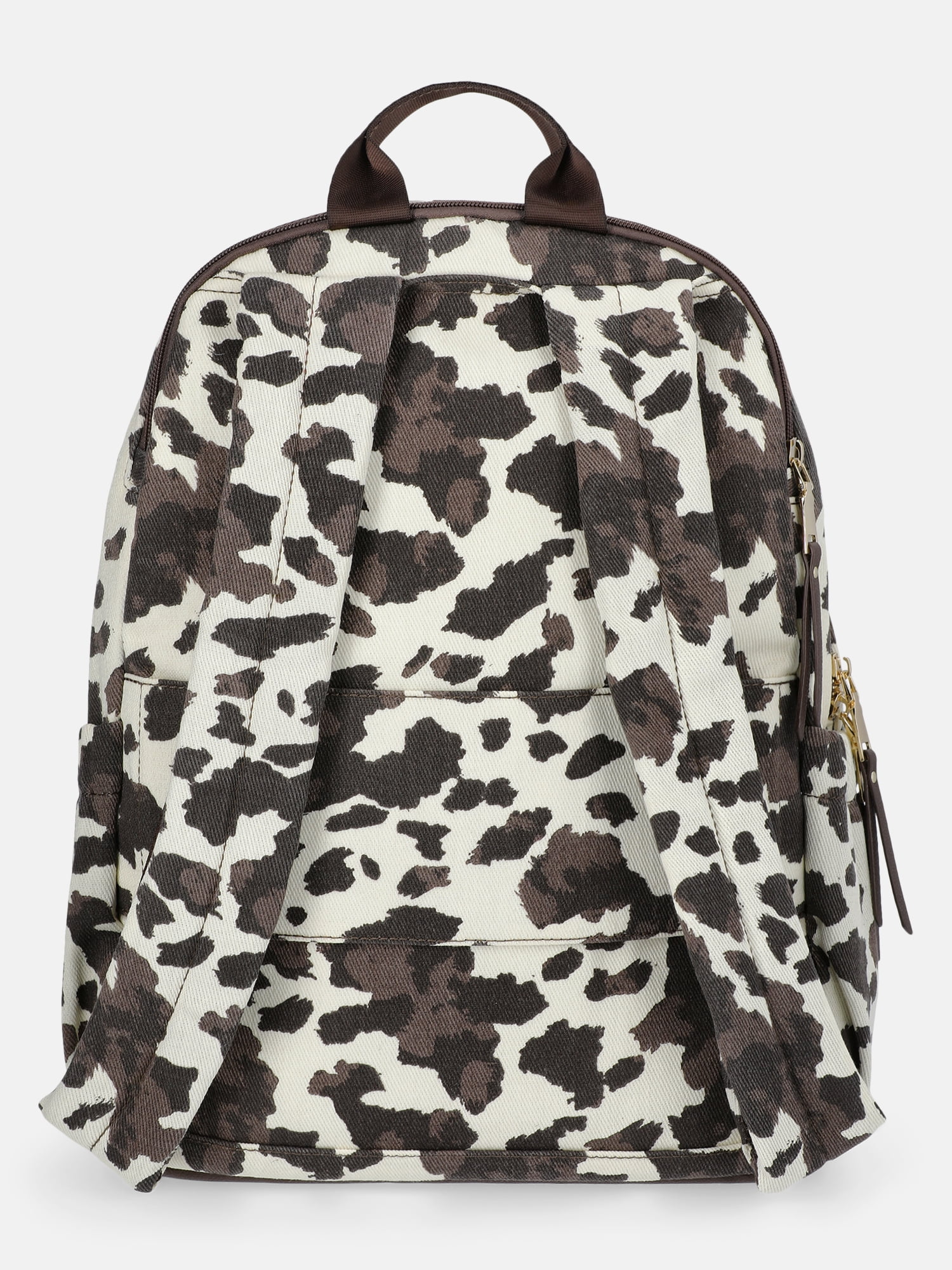 Madden NYC Women's Dome Backpack with Charm Chain Accent, Cow Print