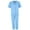 Blue, variant on Short Sleeve and Pants Notch Collar Pajama Set (Women)