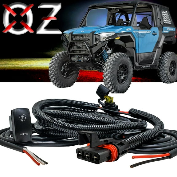 OZ-USA Windshield Wiper/Washer Auto Park On/Off/On Switch Power Bus Bar Plug Wire Harness Kit Compatible with Polaris Pulse Power Busbar RZR XPEDITION ADV Turbo Pro Ranger Crew General XP 2018-2025