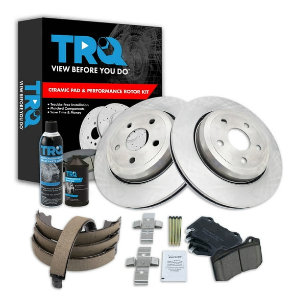 TRQ Rear Brake Pad & Rotor Kit BKA38464 Fits Select 2018-2019 Dodge Durango , 2012-2019 Jeep Grand Cherokee