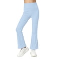 thumbnail image 5 of Vornjynx Girls Flare Leggings Elastic Waist Comfort Soft Skinny Fit Summer Sports Yoga Gym Pants Light Blue Size 6, 5 of 10