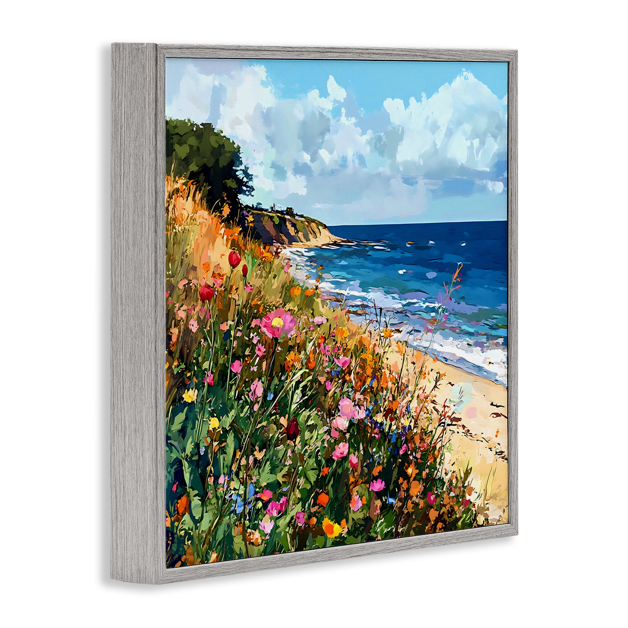 Stupell Industries Enchanted Oceanside Meadow Gray Framed Giclee Art, design by Creative Studio