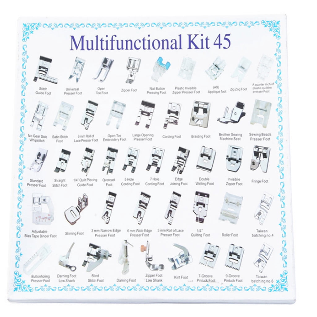 Sewing Machine Needle Threader Machine Domestic Sewing Feet Foot 45PCS Presser Set ArtsCrafts & Sewing