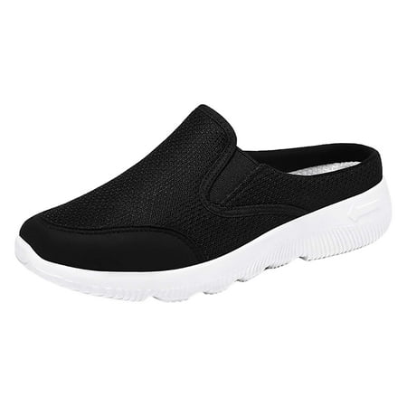 

GEZHEN Women s Soft Sole Casual Half Slippers Fly Woven Shoes Fashion Spring And Summer Sneakers Flat Lightweight Mesh Fabric Breathable Non Slip Semi Hollow Slippers Non Slip Low Top Platform Shoes