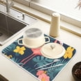 thumbnail image 2 of Yayeee Dish Drying Mat for Kitchen Counter 16" x 18" Microfiber Super Absorbent Coffee Decorative Pad, Pink Floral Flamingo, 2 of 9