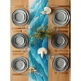 thumbnail image 6 of Ocean Waves Table Runner, Abstract Gradient Orange Teal Waves Beach Cotton Linen Kitchen Table Decoration Washable Dining Tabletop Runners for Home Party Decor 13x120 Inches, 6 of 9