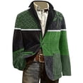 thumbnail image 5 of DGMIOCS Men Corduroy Suit Jackets St. Patrick's Day Shamrock Party Coat Long Sleeves One-Button Shawl Collar Blazer Green L, 5 of 5