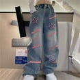 thumbnail image 6 of Ruyang Cute Jeans for Teen Girls Baggy Jeans Aesthetic Wide Leg Denim Pants Kids High Elastic Waist Baggy Pants Y2K Clothes, 6 of 8