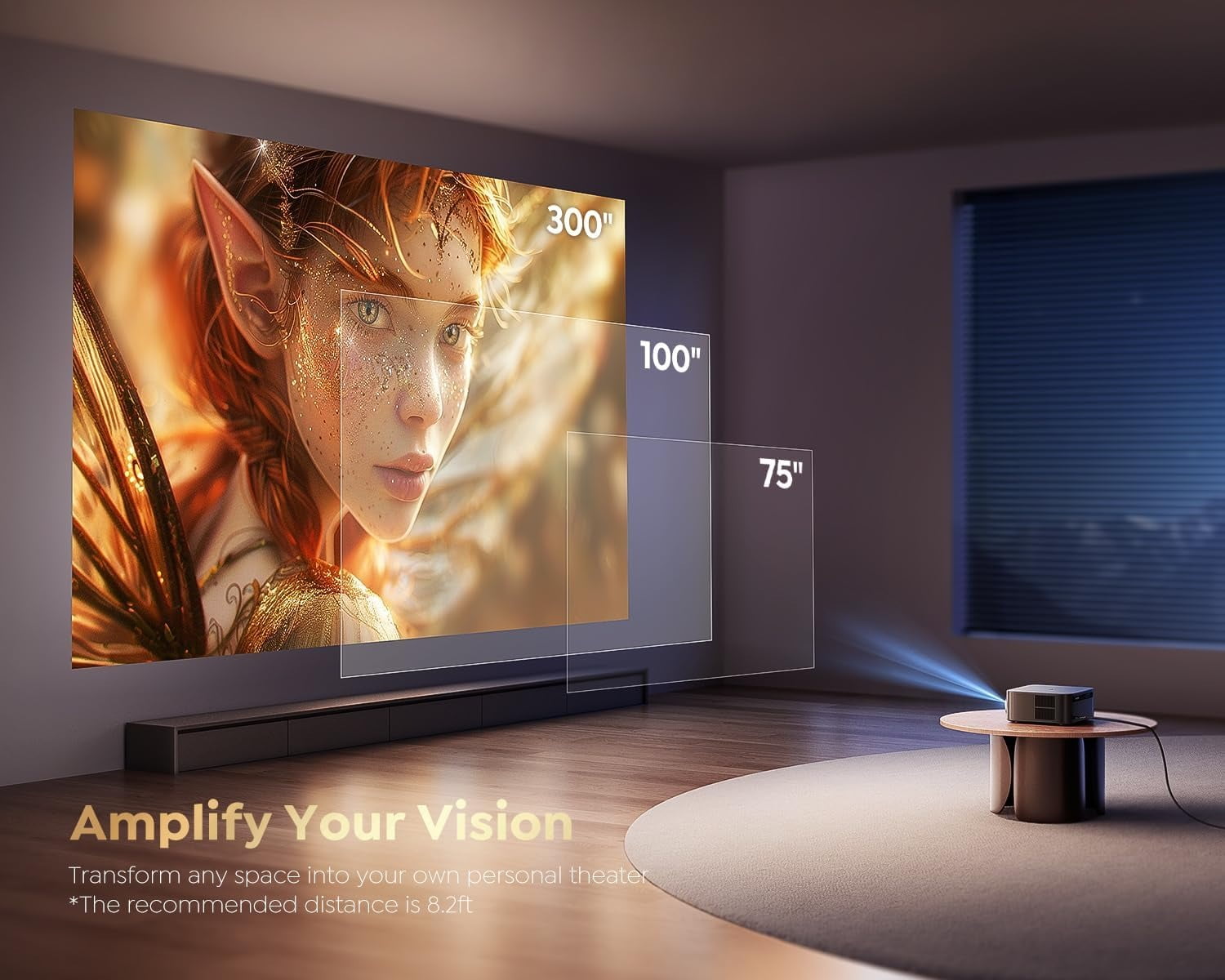PUTRIMS Smart Projector with WiFi 6 and Bluetooth, Native 1080P Full HD Support 4K, Auto Focus & Auto Keystone, Built-in Streaming Apps Outdoor Movie Projector